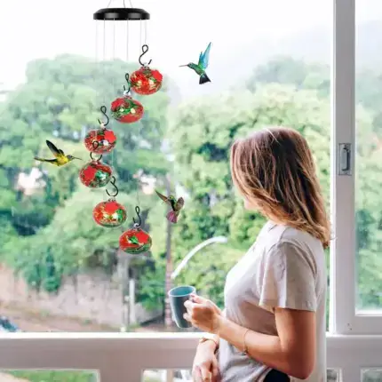 2025 New Charming Wind Chimes Hummingbird Feeders Garden Decor