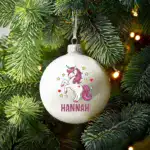 Personalized Unicorn Christmas Bauble In Childrens Family Xmas Tree Decorations Custom Customised UV Printed