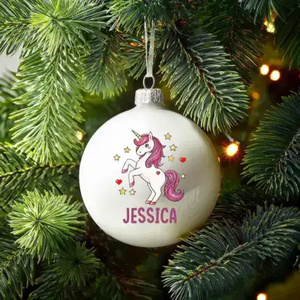 Personalized Unicorn Christmas Bauble In Childrens Family Xmas Tree Decorations Custom Customised UV Printed