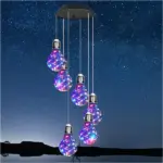 Colorful LED Solar-Powered Light Bulb Wind Chimes - Image 3